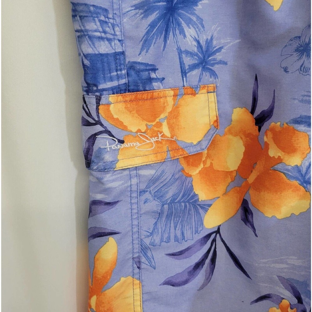 Panama Jack Blue & Orange Hawaiian Print Swim Trunks Size XL - Picture 3 of 5